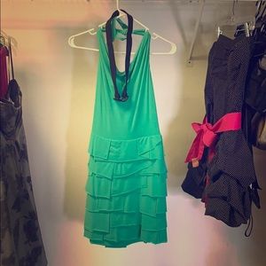 Mint green mini with black belt.